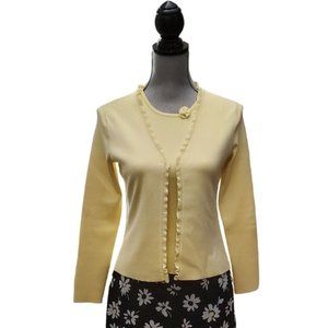 Petite Sophisticate Silk Stretch Cardigan & Shell Set | Like New  | XSP | Yellow